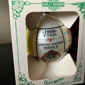 🦅 1984 HARLEY-DAVIDSON 🏍 GLASS BALL ORNAMENT🎄 75th ANNIVERSARY, 1909 V-TWIN